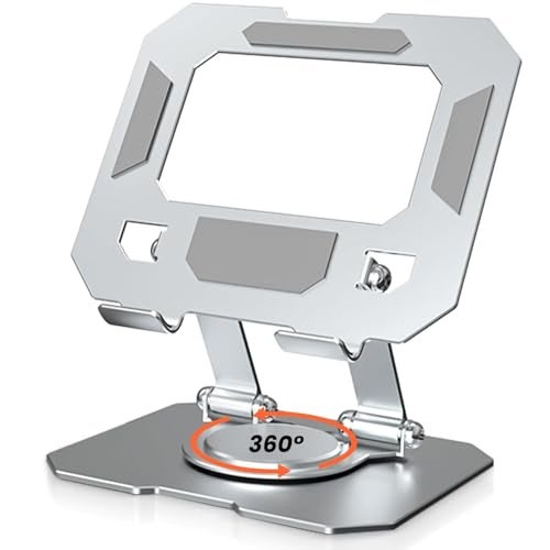 Dyazo Aluminium Tablet Stand Holder with 360° Rotating Base, Multi Angle Adjustments Compatible for iPad Pro | 11 | 10.9 | 10.2 | Air | Mini, Samsung Galaxy Tab, Lenovo Pad and All Tablets-Silver - Image 1