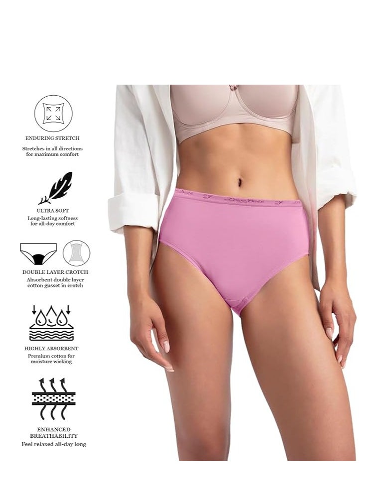 Love Bell Love Bell Premium Cotton Four-way stretch Panties - MULTIPACK - Regular and Plus Sizes - Classic Briefs for Women (UAE/KSA, Alpha, XL, Regular, Regular, Dark Plain - 6 Pcs Pack)  - Image 3