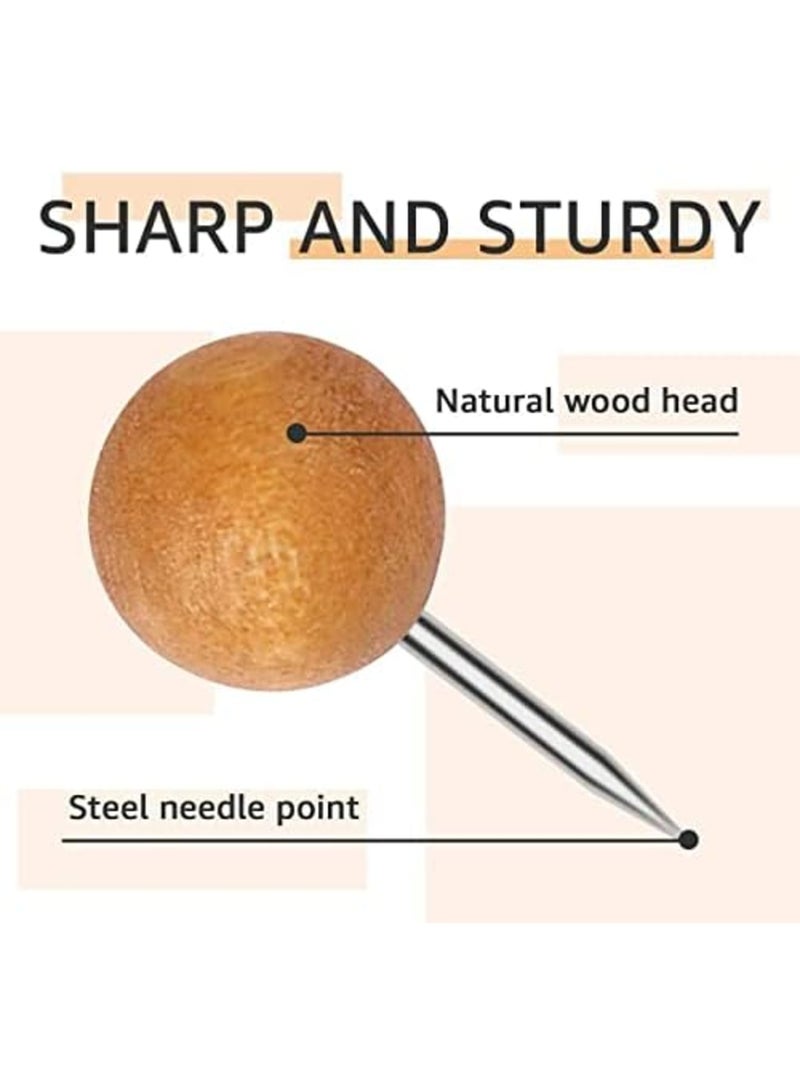 Luckam دبابيس دفع خشبية، 100 قطعة، دائري، جوز، ريفي، بني - Image 2