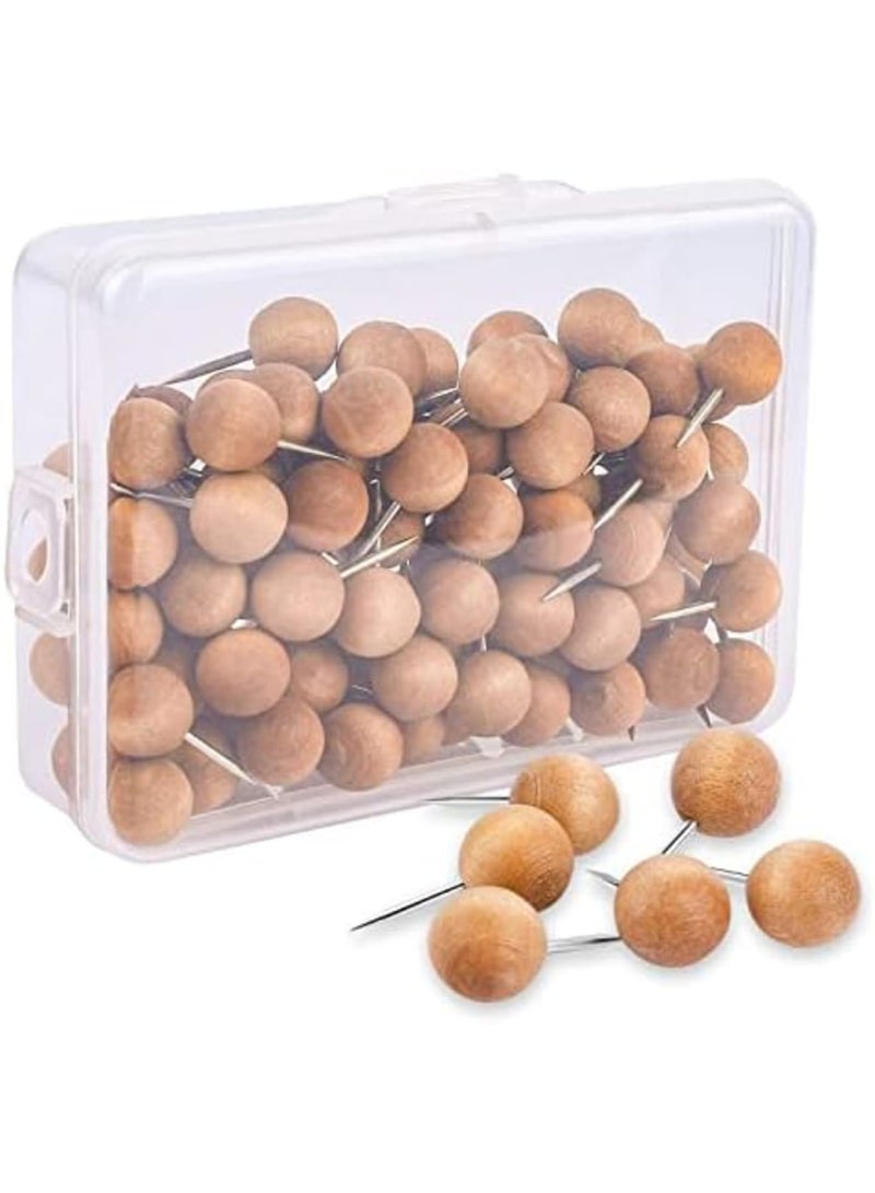 Luckam دبابيس دفع خشبية، 100 قطعة، دائري، جوز، ريفي، بني - Image 1