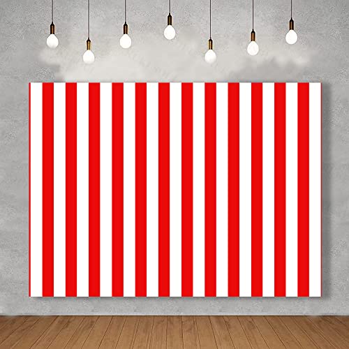 KUKUSOUL 7x5ft Circus Themed Red and White Striped Photography Backdrop Movie Themed Vertical Streak Textured Background Birthday Party Decor Photo Studio Props Banner Adult Girl Boy Wallpaper KU244 - Image 3