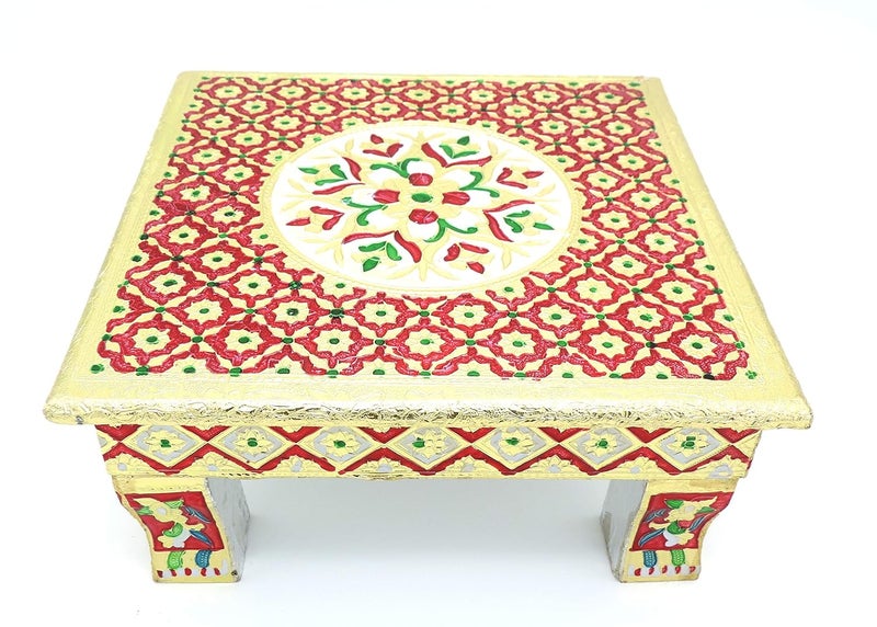 Epraiser Premium Wooden Handcrafted Meenakari Work Multicolor Multipurpose Puja ChowkiPathChaurang for Home and Office Dcor or Gifting Purpose - Image 3