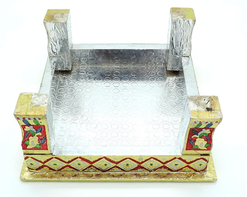 Epraiser Premium Wooden Handcrafted Meenakari Work Multicolor Multipurpose Puja ChowkiPathChaurang for Home and Office Dcor or Gifting Purpose - Image 5