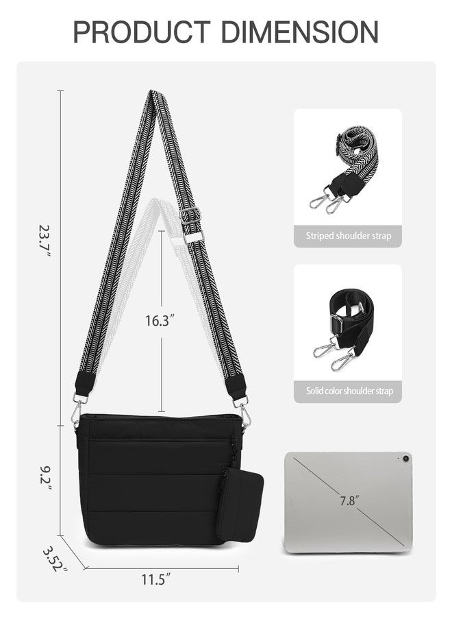 Gitus Gifts for Women Puffer Hobo Crossbody Bag Quilted Cross Body Purses Trendy Handbags with Coin Wallet Birthday Gifts for Mom Wife (Black) - Image 3