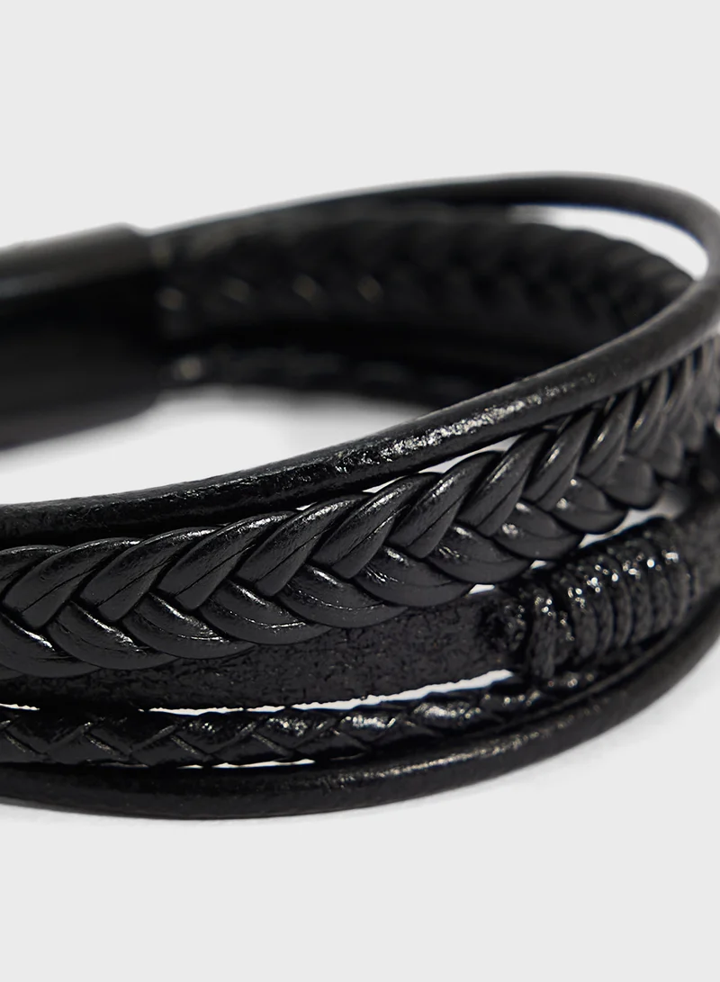 Seventy Five Braided Faux Leather Bracelet
