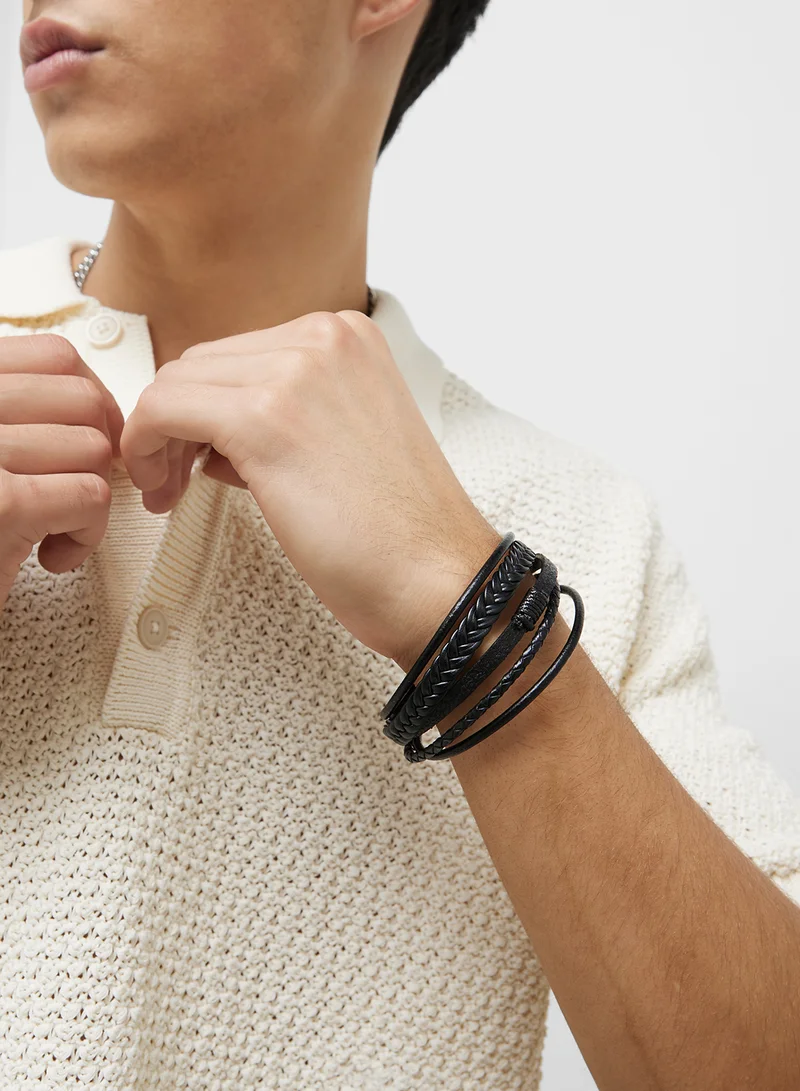 Seventy Five Braided Faux Leather Bracelet