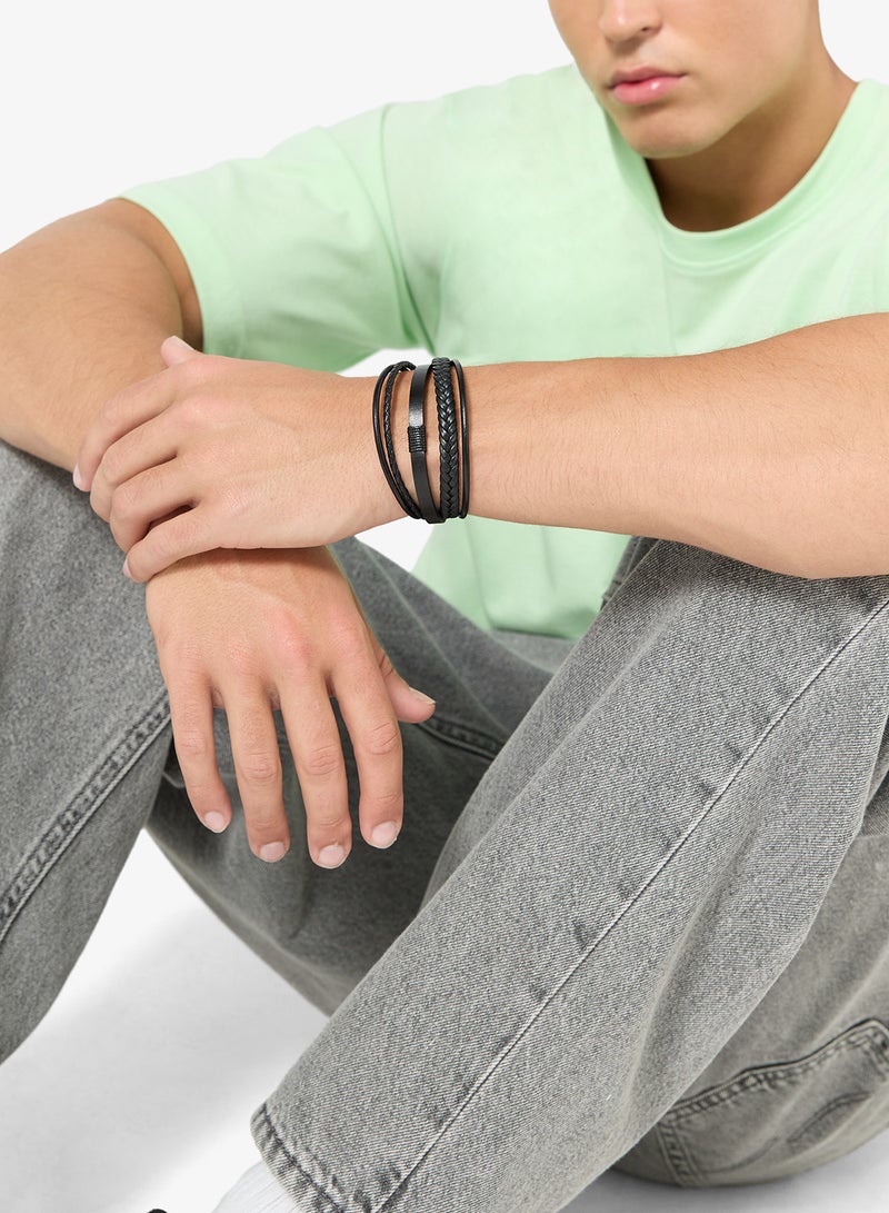 Seventy Five Braided Faux Leather Bracelet - Image 4