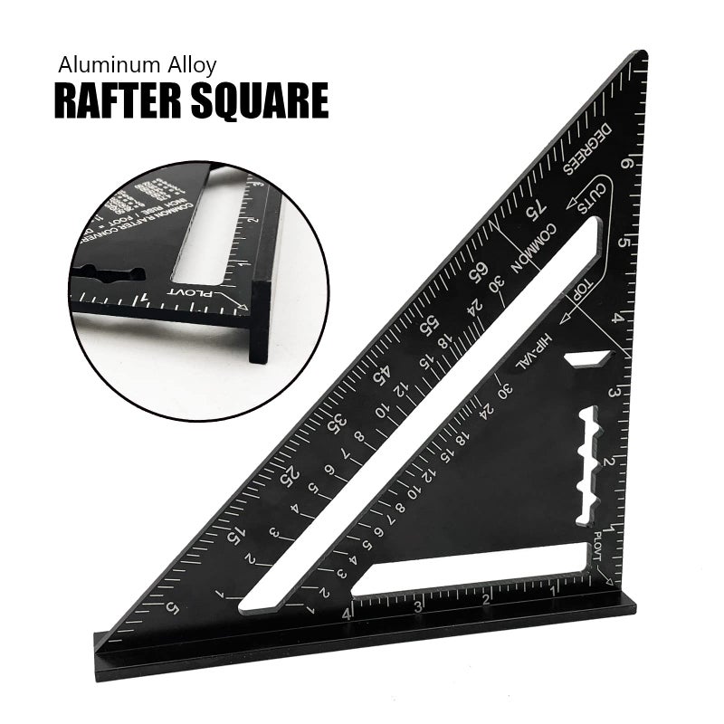 LYHLYA 7 Inch Rafter Square Aluminum Alloy Double Scale Triangle Ruler Angle Ruler Carpenter Triangle Square Rafter Tool Mensurement Tool For Woodworking And Carpentry - Image 4
