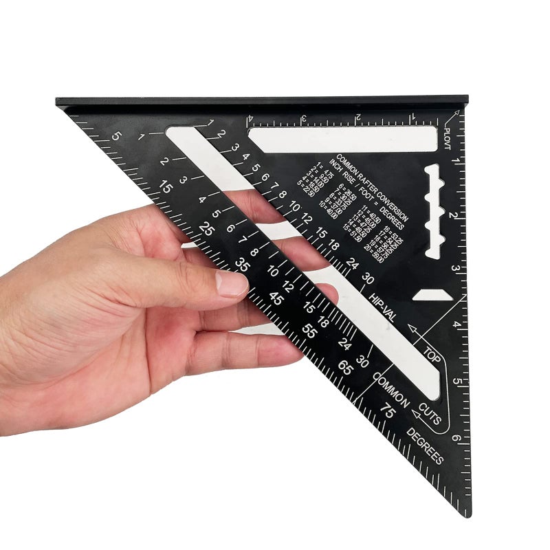 LYHLYA 7 Inch Rafter Square Aluminum Alloy Double Scale Triangle Ruler Angle Ruler Carpenter Triangle Square Rafter Tool Mensurement Tool For Woodworking And Carpentry - Image 1