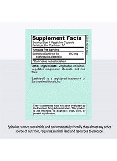 Alaya Naturals Pure Spirulina Capsules - Made with Earthrise Spirulina, Blue Green Algae Superfood - Non-GMO & Vegan - 500 mg, 90 Capsules  - Image 3