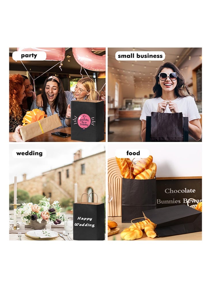 ٢٤ حقيبة هدايا ورقية سوداء بمقابض، مقاس متوسط ٢١×١١×٢٧ سم، قابلة لإعادة التدوير، مثالية للحفلات، الهدايا، التسوق، والتغليف - Image 5