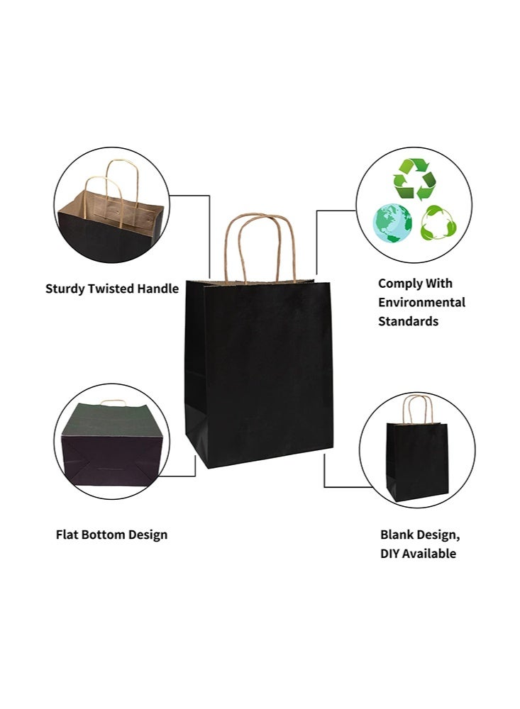 ٢٤ حقيبة هدايا ورقية سوداء بمقابض، مقاس متوسط ٢١×١١×٢٧ سم، قابلة لإعادة التدوير، مثالية للحفلات، الهدايا، التسوق، والتغليف - Image 3