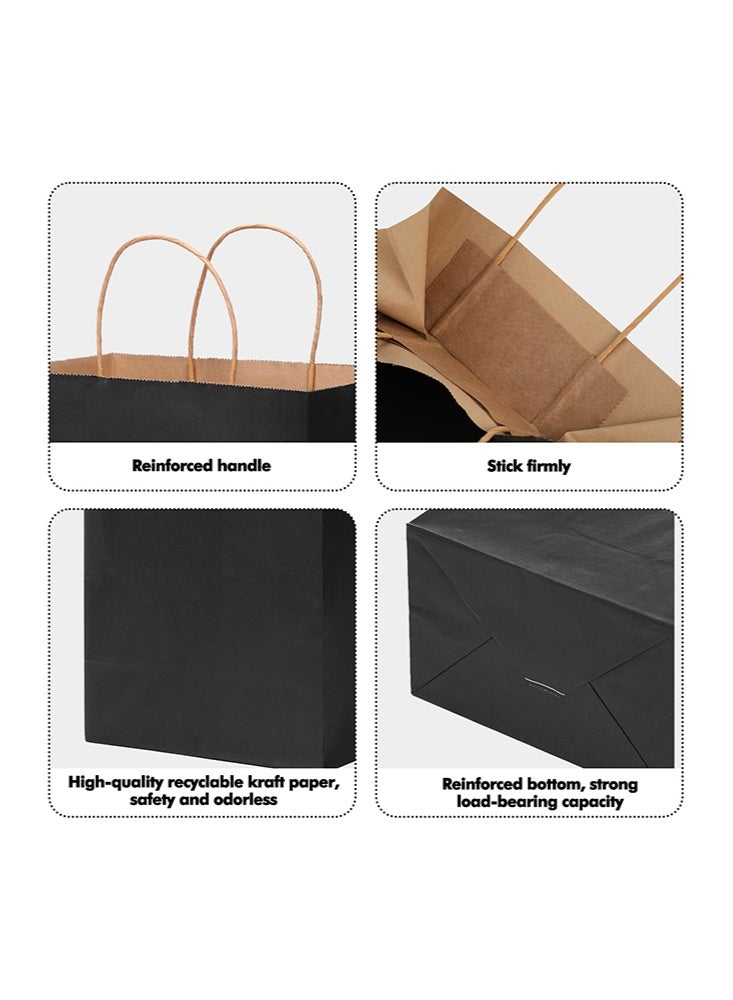 ٢٤ حقيبة هدايا ورقية سوداء بمقابض، مقاس متوسط ٢١×١١×٢٧ سم، قابلة لإعادة التدوير، مثالية للحفلات، الهدايا، التسوق، والتغليف - Image 4