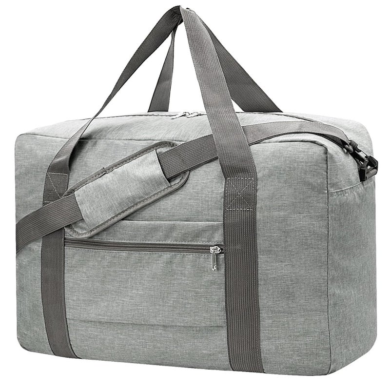 Beurlike For Spirit Airlines Personal Item Bag 18x14x8 Foldable Carry on Bags for Airplanes Travel Duffel Bags for Women and MenSnow Grey With Shoulder Strap - Image 2