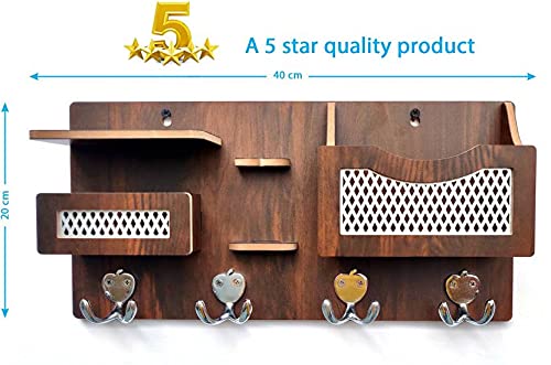 7CR 7CR Multipurpose Wall Shelf 5x5 WB Wooden Wall Shelf Number of Shelves 4 Brown - Image 2