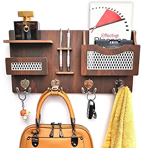 7CR 7CR Multipurpose Wall Shelf 5x5 WB Wooden Wall Shelf Number of Shelves 4 Brown - Image 1
