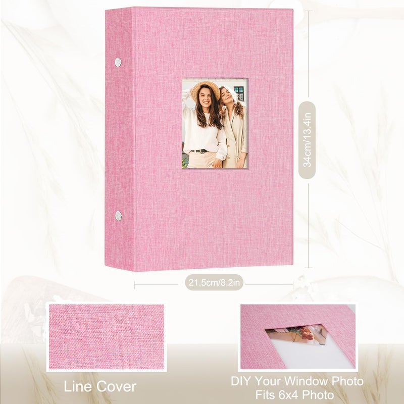Artmag Fabric Photo Album 4x6 300 Large Capacity for Family Wedding Anniversary Linen Album Holds 300 Horizontal Photos (300 Pockets, Pink) - Image 2