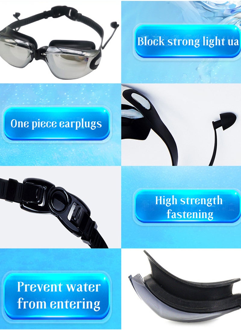 Coconut Myopic Swimming Goggles, Mirrored Swim Goggles No Leaking Anti Fog UV Protection Triathlon Swim Goggles with Free Protection Case for Adult Men Women Youth Kids （degree:300 Black）  - Image 5