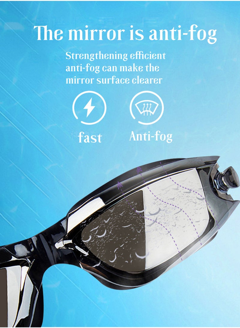 Coconut Myopic Swimming Goggles, Mirrored Swim Goggles No Leaking Anti Fog UV Protection Triathlon Swim Goggles with Free Protection Case for Adult Men Women Youth Kids （degree:300 Black）  - Image 4