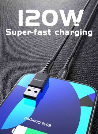 2 meter USB to Type C charging cable. 120W Type C cable. type c cable fast charger and data transfer. Fabric cut-resistant charging & data cable. Compatible with Samsung, iphone cable 17/16/15, iPad, Huawei, Xiaomi, and many other devices. - view 2