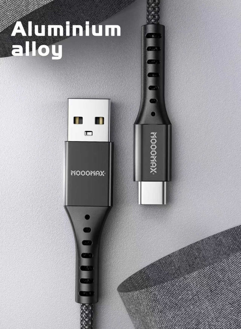 MOOGMAX 2 meter USB to Type C charging cable. 120W Type C cable. type c cable fast charger and data transfer. Fabric cut-resistant charging & data cable. Compatible with Samsung, iphone cable 17/16/15, iPad, Huawei, Xiaomi, and many other devices. - Image 3