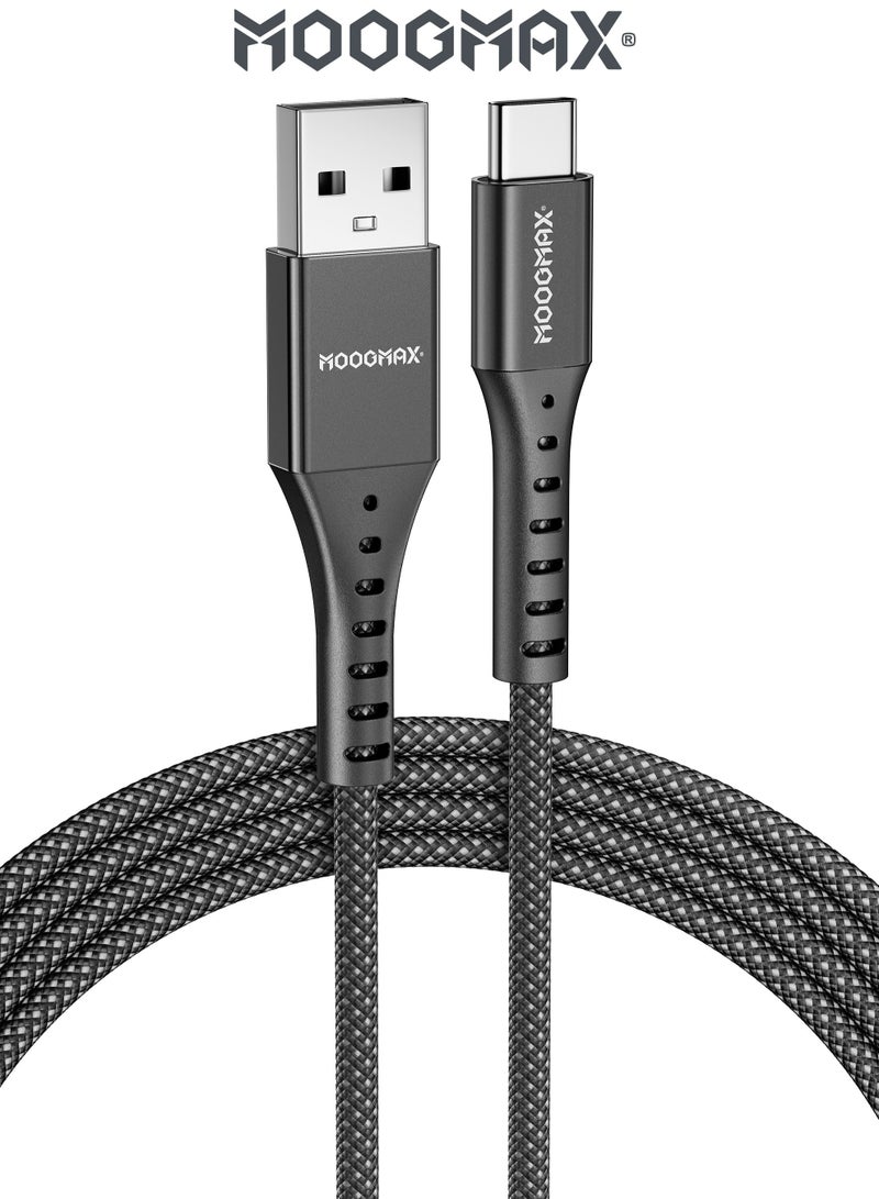 MOOGMAX 2 meter USB to Type C charging cable. 120W Type C cable. type c cable fast charger and data transfer. Fabric cut-resistant charging & data cable. Compatible with Samsung, iphone cable 17/16/15, iPad, Huawei, Xiaomi, and many other devices. - Image 1