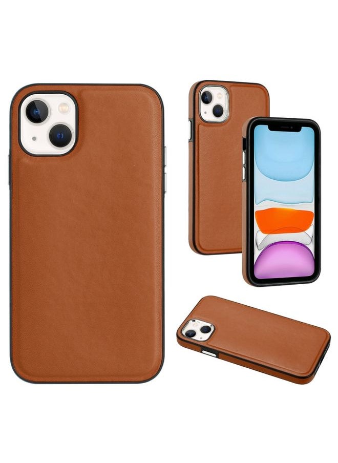 Generic - Case Cover For iPhone 14 Plus Leather Texture Full Coverage Phone Case Brown - Image 1