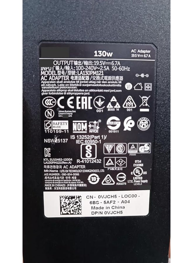 130W 19.5V 6.7A Laptop Charger Adapter Replacement for Dell XPS, Precision, Inspiron & Vostro Series (DA130PM130 / HA130PM130) with Power Cord - Image 3