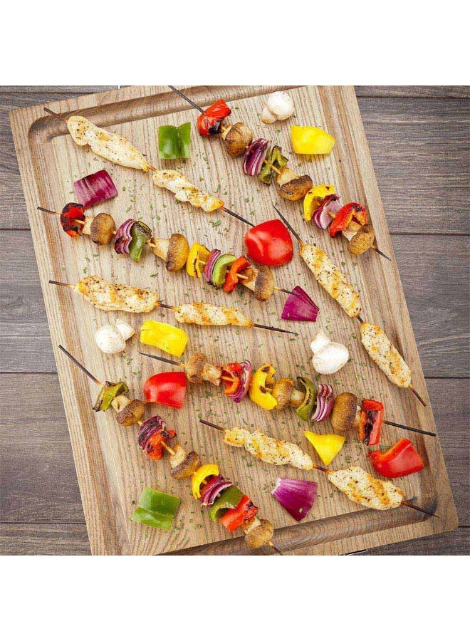 Restaurantware Campagna 23.5 Inch x 14 Inch Wood Serving Tray, 1 Chrome Hardware Wooden Cutting Board - Rectangle, With Handles, Natural Ash Wood Charcuterie Board, For Fruit, Cheese, And Meat - Image 3