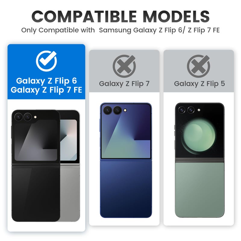 VEGO for Galaxy Z Flip 6 Case, 360Â° Rotatable Ring Kickstand & Belt Clip Holster & Tempered Glass Camera Screen Protector & Hinge Protection, Shockproof Case for Samsung Flip 6 5G - Black - Image 2