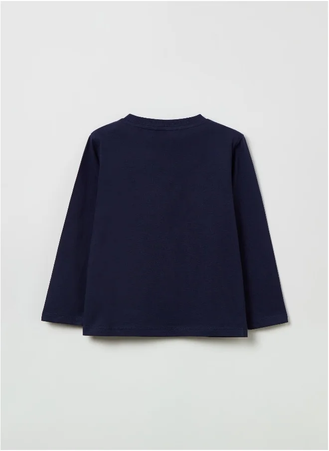 او في اس OVS T-Shirt With Long Sleeves And Car Print
