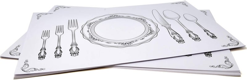 Gift Boutique Gift Boutique 50 Disposable Place Setting Paper Place Mats 11 x 17 Rectangle Vintage Country Farmhouse Cutlery Plate Settings Coated Table Mat Party Supplies  - Image 4