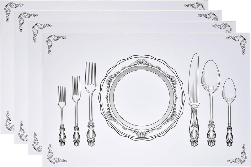 Gift Boutique Gift Boutique 50 Disposable Place Setting Paper Place Mats 11 x 17 Rectangle Vintage Country Farmhouse Cutlery Plate Settings Coated Table Mat Party Supplies  - Image 1
