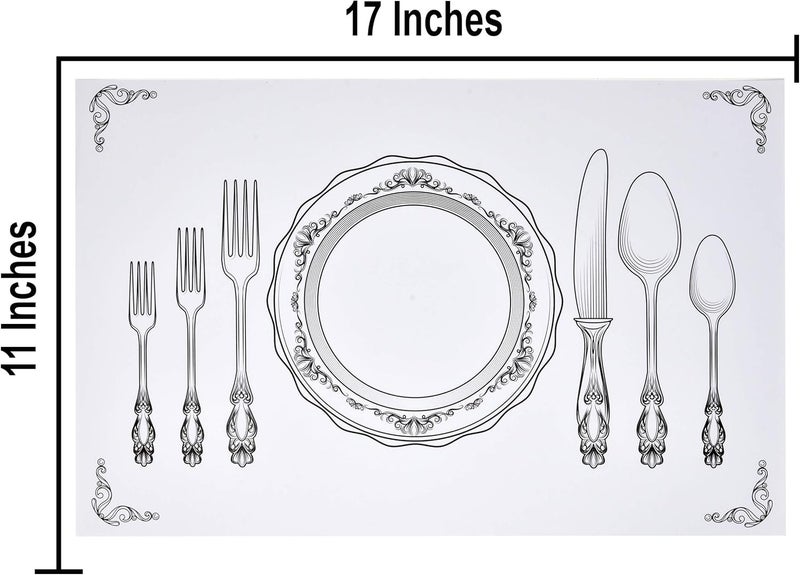 Gift Boutique Gift Boutique 50 Disposable Place Setting Paper Place Mats 11 x 17 Rectangle Vintage Country Farmhouse Cutlery Plate Settings Coated Table Mat Party Supplies  - Image 3