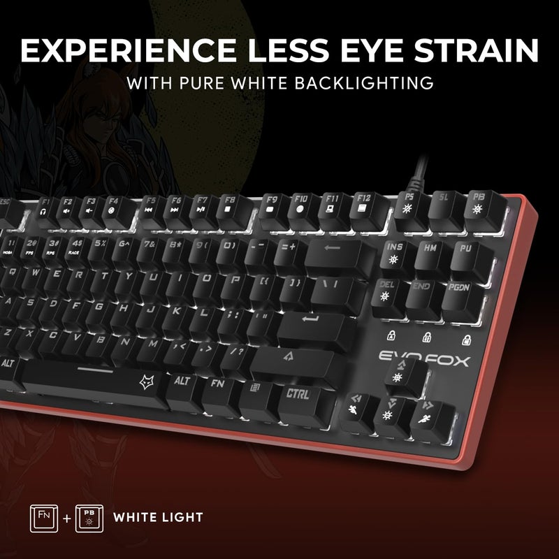 EvoFox Katana Pro Programmable Mechanical Keyboard with Silent Outemu Red Switches, 16 Million True Prism RGB, Powerful Software, 4 Game Modes, On Board Memory, Braided Cable with EMI Ring (Red+Black) - Image 4