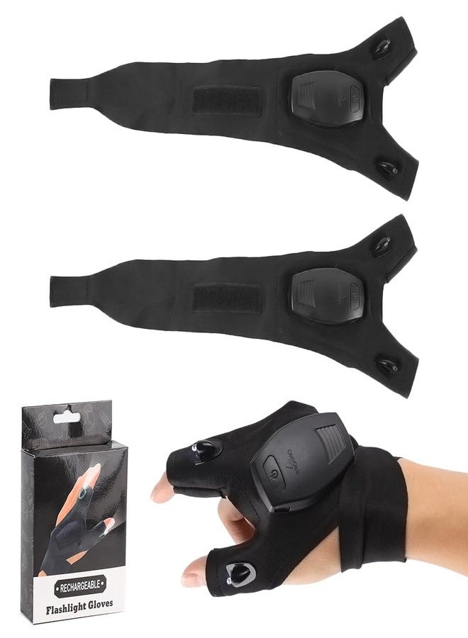 Proberos® LED Light Half-Finger Gloves, with USB Rechargeable, Fingerless Flashlight Work Gloves LED for Night Repair, Camping, Fishing & Outdoor Use or Mens Gifts - Image 1