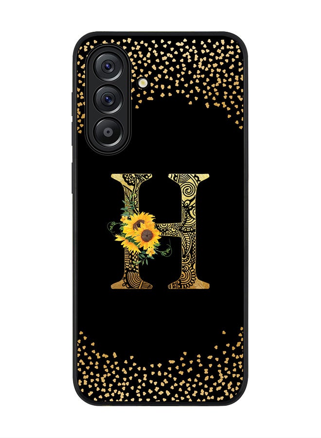 Stylizedd For Samsung Galaxy A56 5G Case,Slim fit Camera Protection, Shockproof Thin Phone cover  - Custom Floral Monogram - H ( Black ) - Image 1