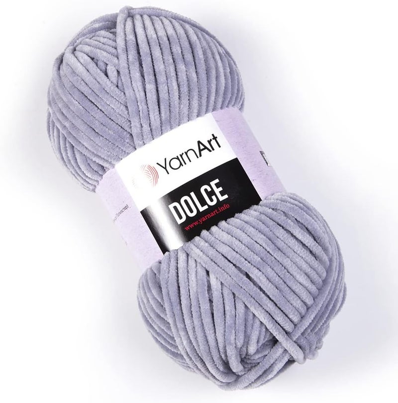 YarnArt Yarn Art Dolce Yarn 100 MicroPolyester Velvet Blanket Amigurumi Super Bulky 6 Baby Chenille Yarn 1 Skein 782GRAY Blue - Image 1