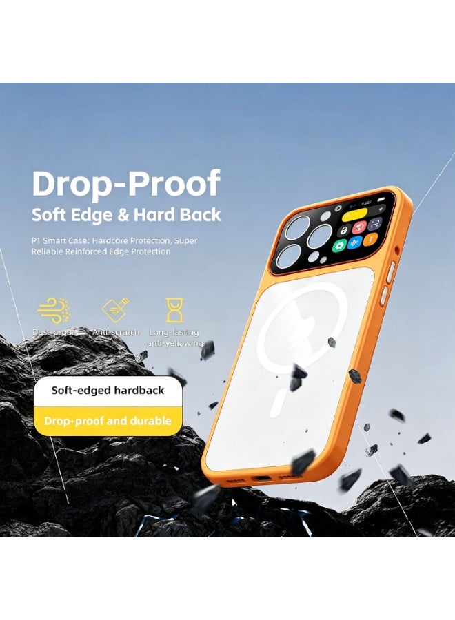 Phone Case,Phone Case For Iphone 16 Pro Max, Featuring A 1.85-Inch Hd Display With Live Preview, Caller Id, Barcode Comments, One-Click Recording, Magnetic Charging, And Shockproof Protection (Orange) - Image 3