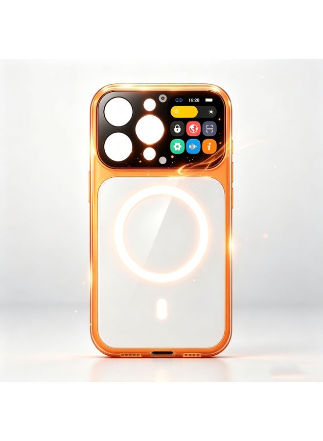 Phone Case,Phone Case For Iphone 16 Pro Max, Featuring A 1.85-Inch Hd Display With Live Preview, Caller Id, Barcode Comments, One-Click Recording, Magnetic Charging, And Shockproof Protection (Orange) - Image 1