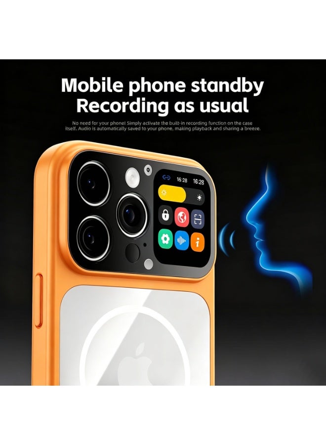 Phone Case,Phone Case For Iphone 16 Pro Max, Featuring A 1.85-Inch Hd Display With Live Preview, Caller Id, Barcode Comments, One-Click Recording, Magnetic Charging, And Shockproof Protection (Orange) - Image 4