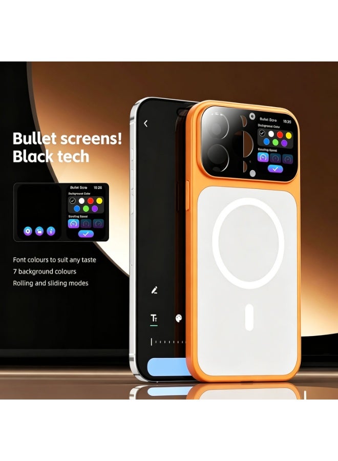 Phone Case,Phone Case For Iphone 16 Pro Max, Featuring A 1.85-Inch Hd Display With Live Preview, Caller Id, Barcode Comments, One-Click Recording, Magnetic Charging, And Shockproof Protection (Orange) - Image 2