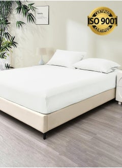 Master Home Textile Queen 100% Rayon Of Bamboo Cooling Fitted Sheet, Fitted Sheet With Elastic 160x200+35 cm, Breathable Silky Soft, Queen Size 3 Pieces  - Image 1