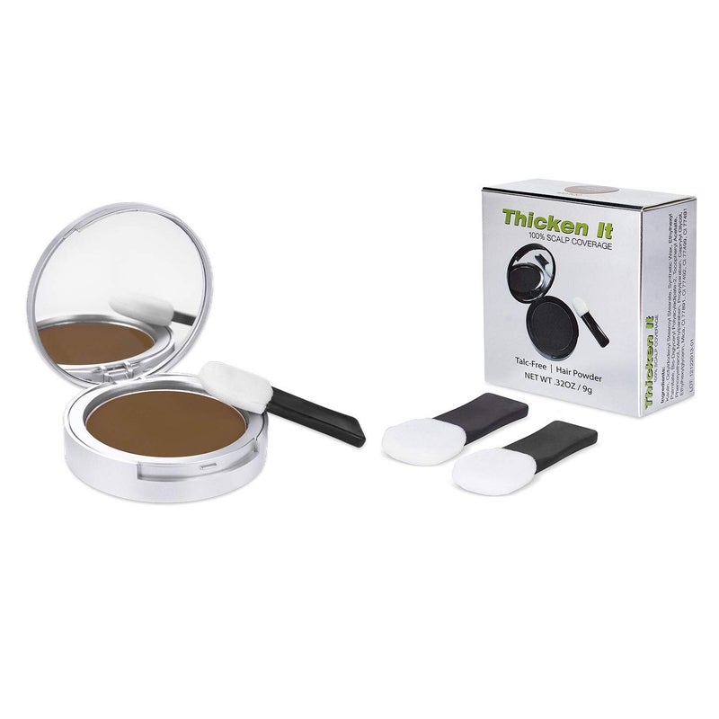 Simply Extensions Thicken It 100% Scalp Coverage Hair Powder - LIGHT BROWN - Talc-Free .32 oz. Water Resistant Hair Loss Concealer for men and women. Naturally Thicker Than Hair Fibers & Spray Concealers