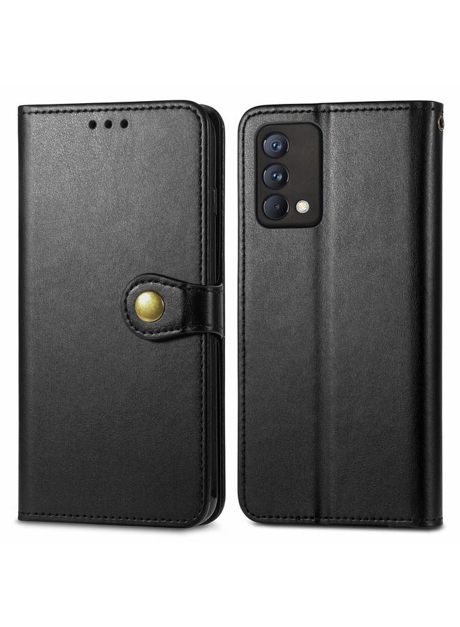 اس-توب جراب لهاتف OPPO Realme GT Master بلون سادة مصنوع من الجلد مع مشبك وحزام وإطار للصور وفتحة للبطاقات ومحفظة ووظيفة الحامل - Image 2