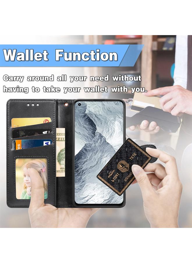 اس-توب جراب لهاتف OPPO Realme GT Master بلون سادة مصنوع من الجلد مع مشبك وحزام وإطار للصور وفتحة للبطاقات ومحفظة ووظيفة الحامل - Image 5