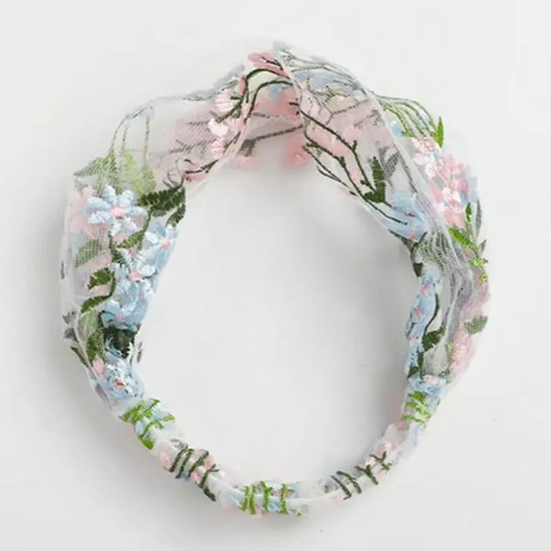 5 Pcs Wide Lace Headbands for Women - Embroidered Floral Elastic Hairbands - Image 4