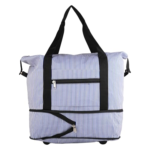 ENSAC Premium Duffle Travel Bag for Men and Women, Luggage Travelling Bag for Women, Stylish Duffel Cabin Size Duffle Bag-White Blue - Image 1