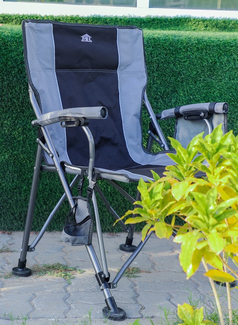 Multi Home Furniture New Modern Design Camping Chair With Cup holder and Pockets Beach Chair Garden Chair With Comfortable Tilted Back-Cup Holder-Carry Bag for Indoor Outdoor Travelling MH-C104Grey/black - Image 2