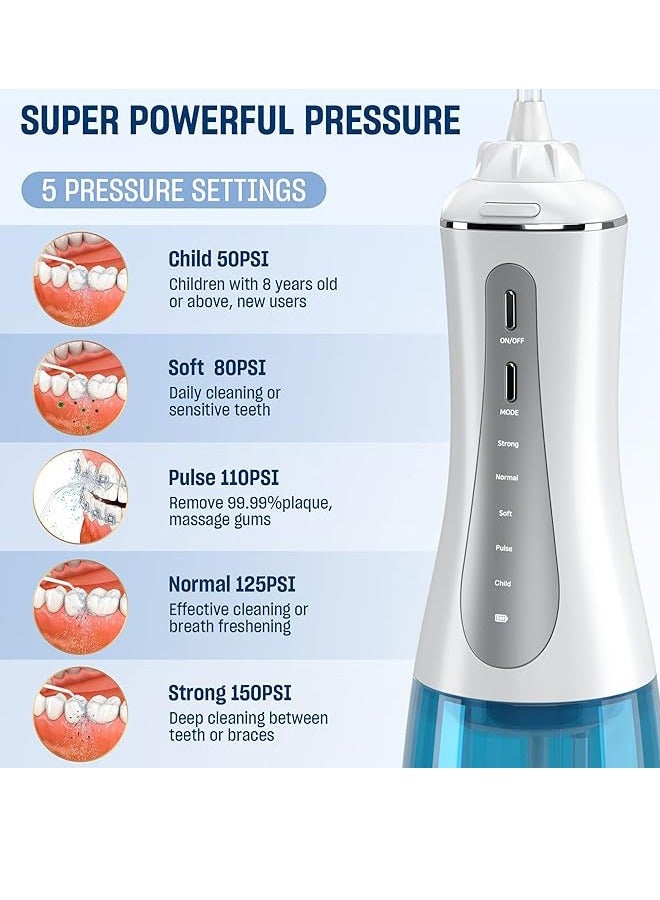 Beauenty Water Dental Flosser Cordless with Powerful Battery, Oral Irrigator for Teeth Cleaner, 5 Modes and 6 Replaceable Tips, IPX7 Waterproof,350ML Detachable Water Tank for Home and Travel - Image 2
